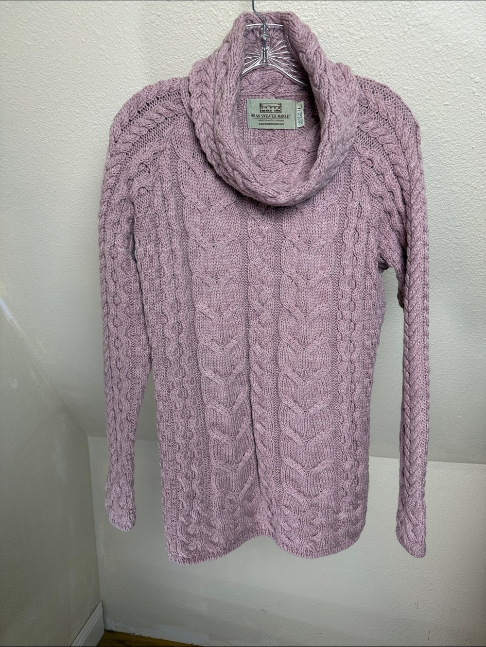 ARAN SWEATER MARKET 100% Merino Wool Cowl Neck Sweater Size Large